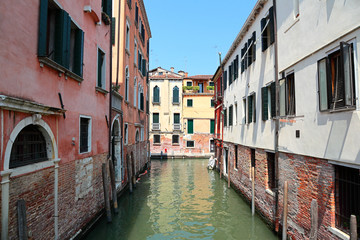 Fototapeta na wymiar A Quiet Canal in Venice, Italy