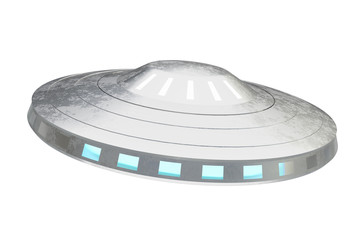 UFO or alien spaceship isolated on white background
