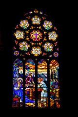 Belle-Ile-en-Mer. Vitrail de l'&eacute;glise Saint-G&eacute;ran. Le Palais. Morbihan. Bretagne