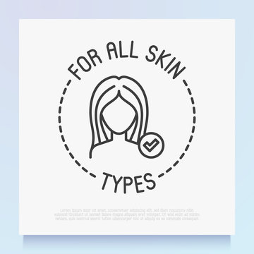 For all skin types symbol. Thin line icon for beauty product. Modern vector illustration.