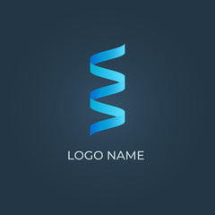 Isolated blue swirl ribbon logo