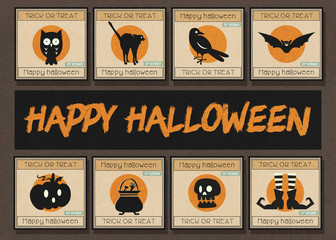 Happy halloween square banner template set.