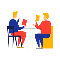 Interview, conversation, search for a candidate. Flat style vector illustration.