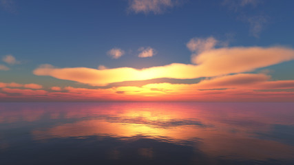 Fototapeta na wymiar Beautify sunset over sea, sun ray