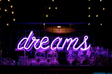 Purple Neon Inscription DREAMS