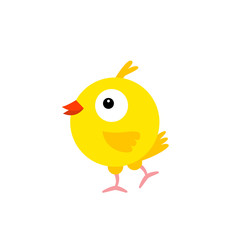 Cheerful bird yellow Canary. Cartoon character feathered. Vector
