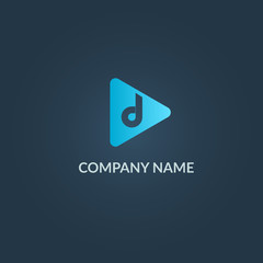 Alphabet D letter blue play button logo