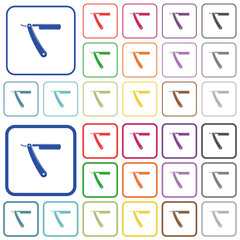 Straight razor outlined flat color icons