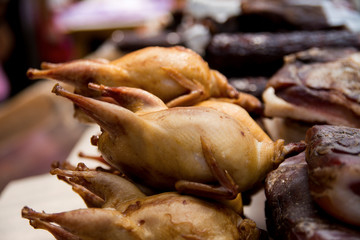 Smoked chickens