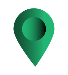 Embossed map notification icon, green, white, orange colors,white background, location pointer...