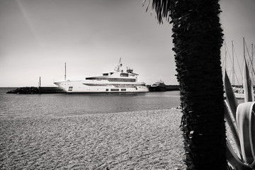 black and white of port of  Rome
