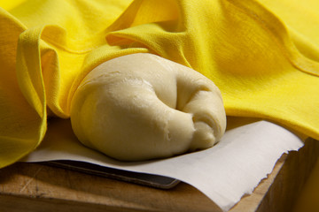 Fototapeta na wymiar Croissants oven ready on a baking sheet