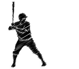baseball player scribble silhouette artwork - vector
