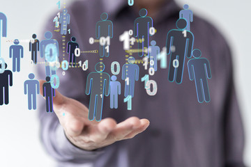 connected symbols for digital, interactive and global communication concept