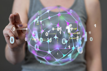connected symbols for digital, interactive and global communication concept