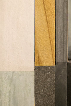samples of material stone venner displayed at store