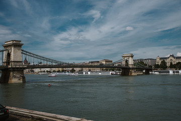 Fototapeta na wymiar Chain bridge on danube river in budapest