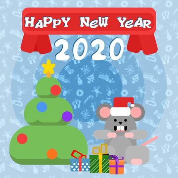 be ready for the new year. mouse in a flat style