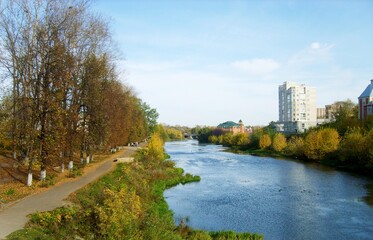 Fototapeta na wymiar Autumn trees by the river
