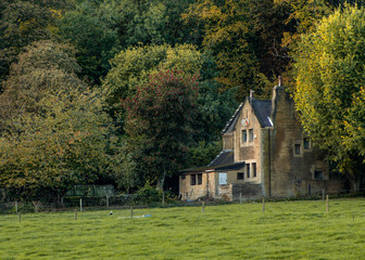 The lodge in the woods built at the entrance to the Milner Field Estate by Titus Salt the founder of the model village and World Heritage Site of Saltaire