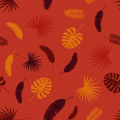 Fototapeta na wymiar Tropical seamless leaves pattern. Vector illustration 