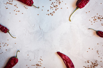  hot red pepper with seasoning on concrete background