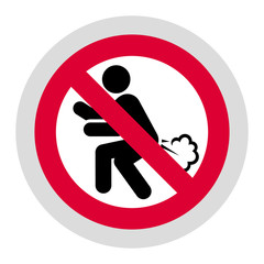 No farting forbidden sign, modern round sticker