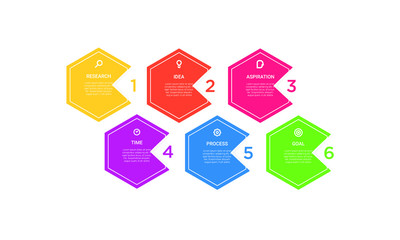 Obraz premium Vector hexagon Infographic stack chart design with icons and 6 options or steps. for business concept. Can be used for presentations banner, workflow layout, process diagram, flow chart