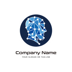 human head technology logo design modern vector template