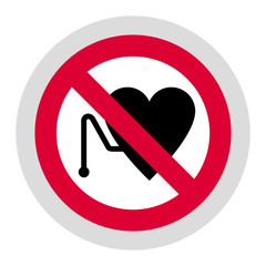 No Access For Persons With Pacemakers forbidden sign, modern round sticker