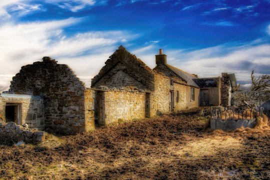 Ruins Of An Old Farm And Croft House In The Highlands