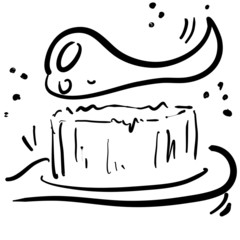 Toothbrush and toothpaste icon. Dentistry. Hand-drawn