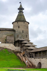 Fototapeta na wymiar Pskov, corner kutekroma tower in the Pskov Except