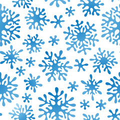 Christmas seamless doodle pattern with snowflakes