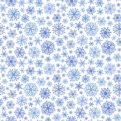 Christmas seamless doodle pattern with snowflakes