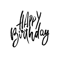 Happy birthday lettering for invitation and greeting card, prints and posters. Handwritten inscription. Calligraphic design. Vector illustration