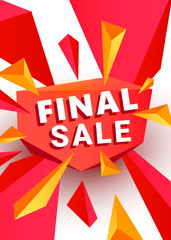 Final sale banner template header design design template with polygonal sharp shapes