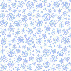 Christmas seamless doodle pattern with snowflakes
