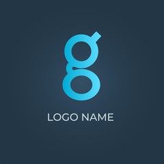 blue alphabet letter G logo on isolated dark blue background