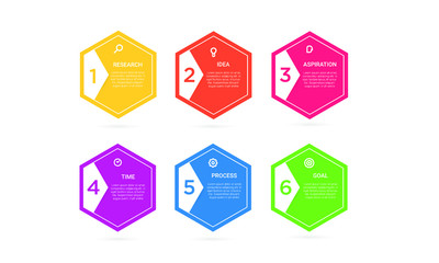 Vector hexagon Infographic stack chart design with icons and 6 options or steps. for business concept. Can be used for presentations banner, workflow layout, process diagram, flow chart