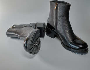 black boots on white background