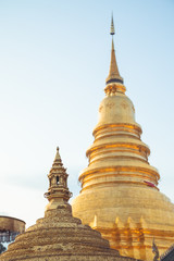 Wat Phra That Hariphunchai,Lamphun Province,Thailand,beautiful golden pagoda Lanna style