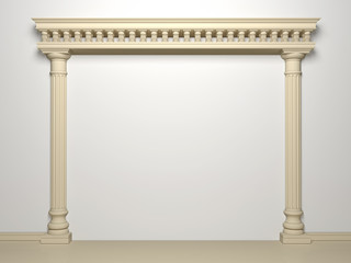 Obraz premium Classical portal with columns on a white background