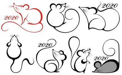 Cute rats vector illustration. Zodiac of rat.2020 Chinese