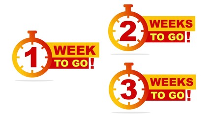 1 to 3 weeks to go. Sale countdown badges.vector  stock illustration.sale vector