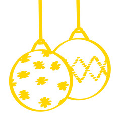 Handgezeichnete Christbaumkugeln in gelb