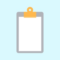Paper on clipboard and isolated blue pastel background