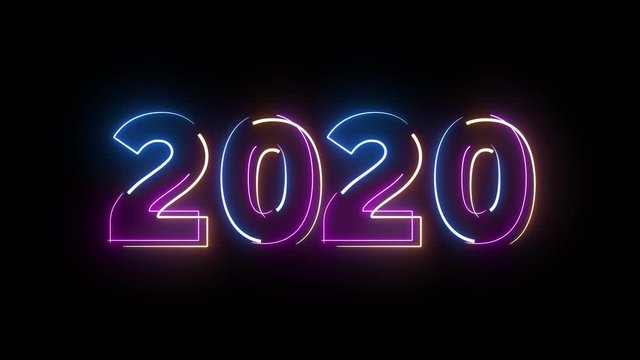 2020 new year celebration neon background