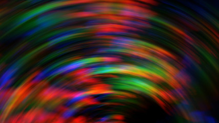 antithetical moving circles in black Space. Backdrop LED Video Wall. Colorful Light ray bending. Lens Distortion