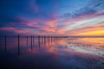 Sunset at Los Lances Beach Lagoon, Strait Natural Park, Tarifa, Cadiz, Andalusia, Spain © inigolaitxu